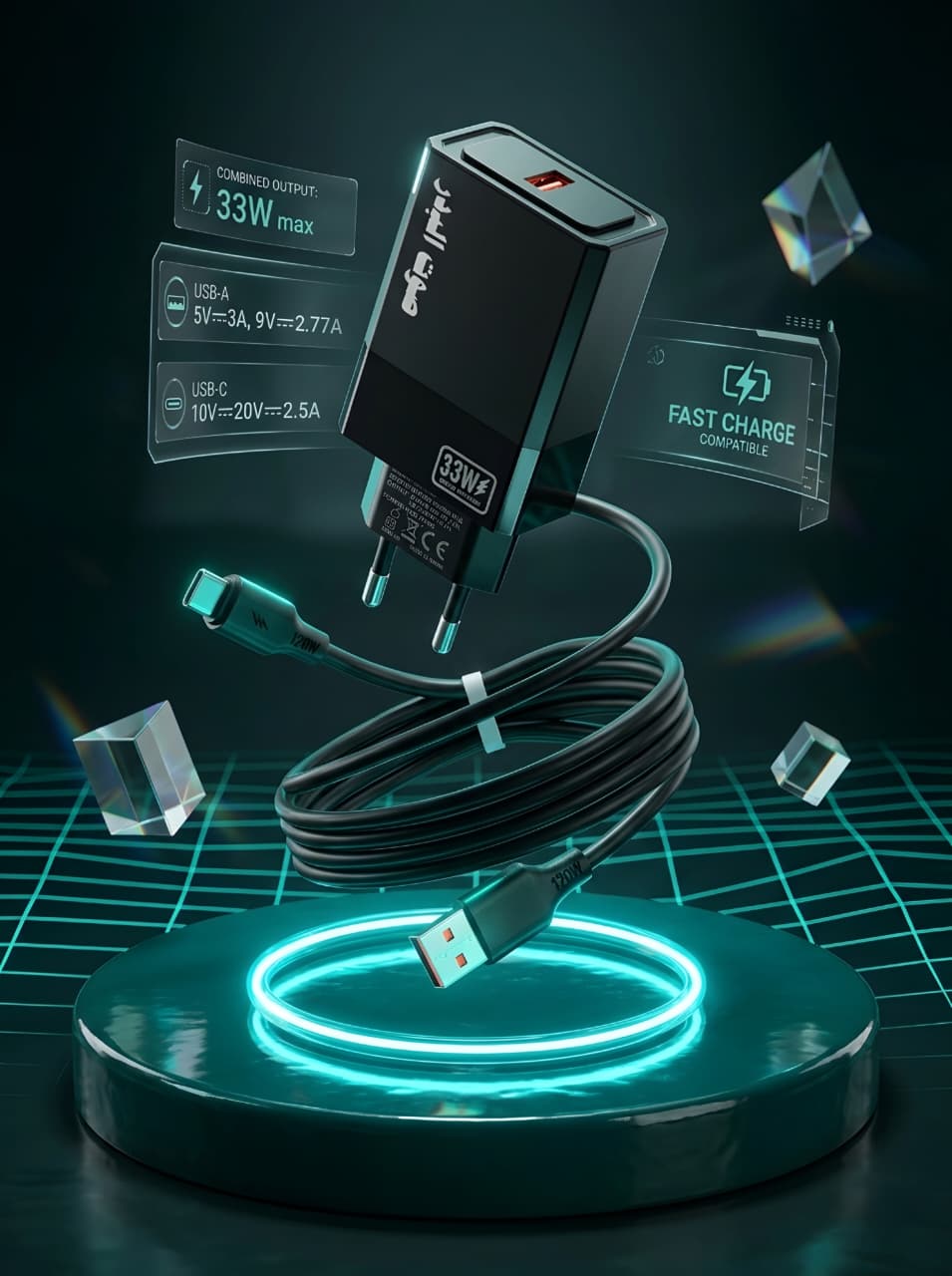 33W Super Fast Charging Adapter with Type-C Cable