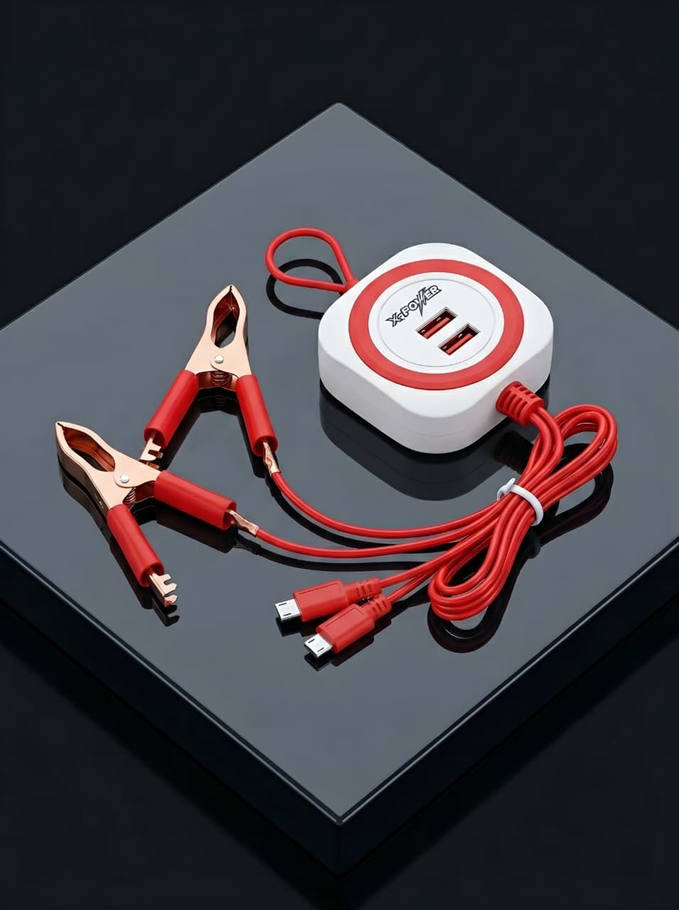 X-POWER 4 USB DC Clamp Charger for Car & Battery Charging