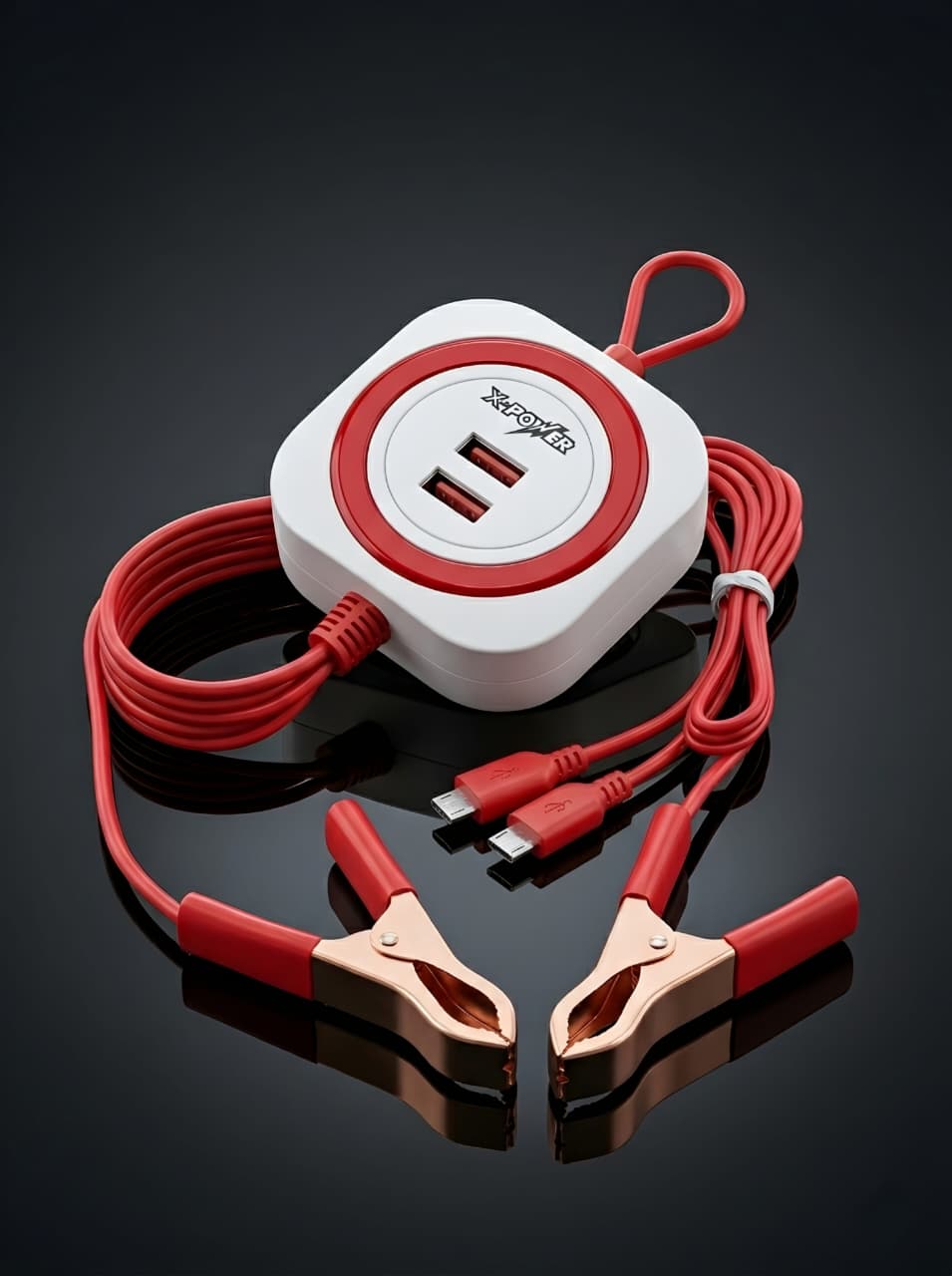 X-POWER 4 USB DC Clamp Charger for Car & Battery Charging