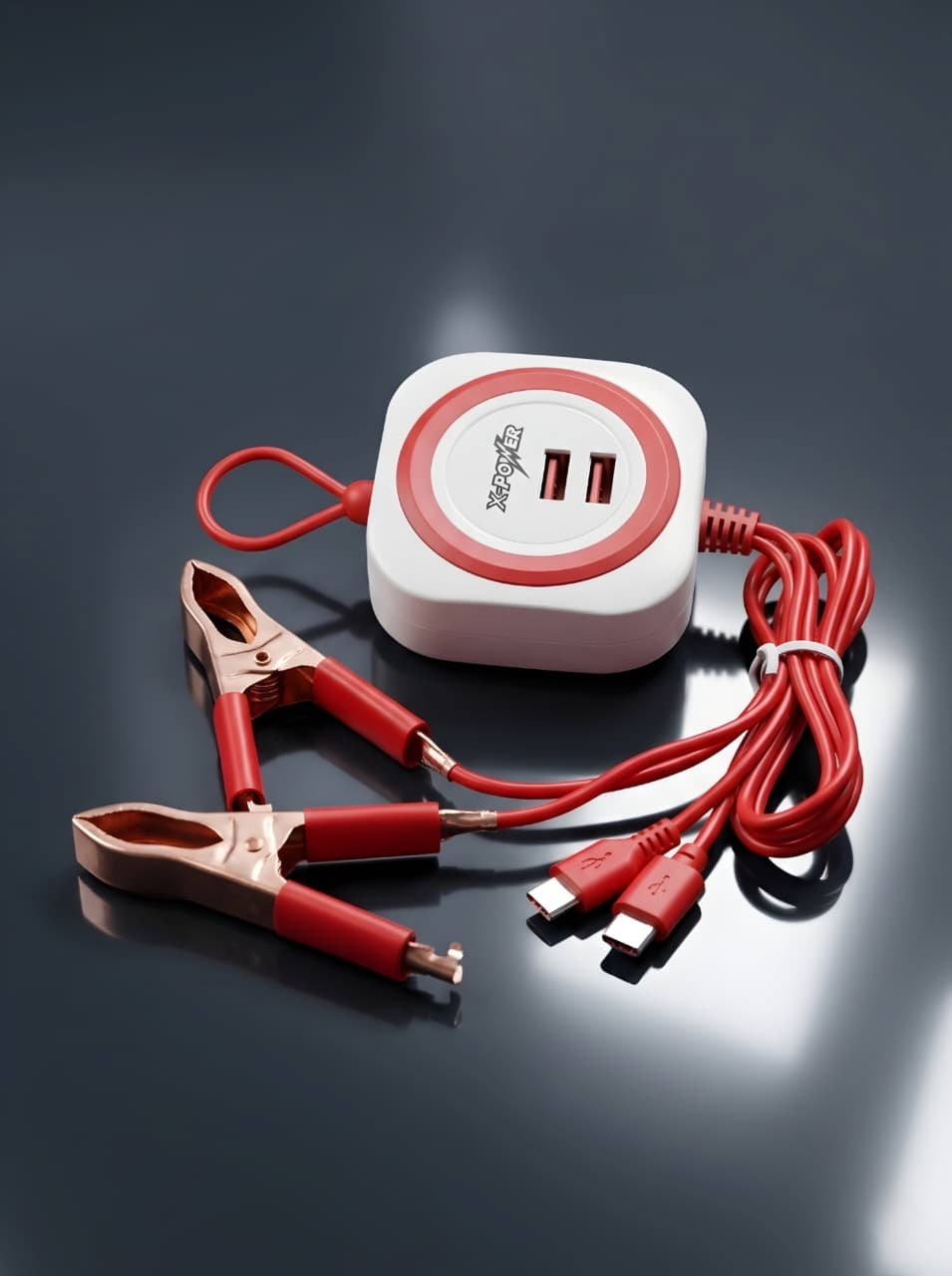 X-POWER 4 USB DC Clamp Charger for Car & Battery Charging