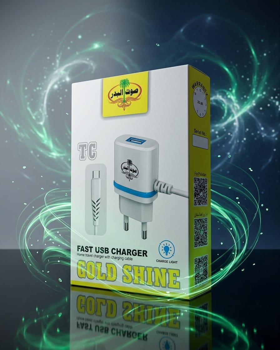 Gold Shine Fast USB Charger Type-C Adapter
