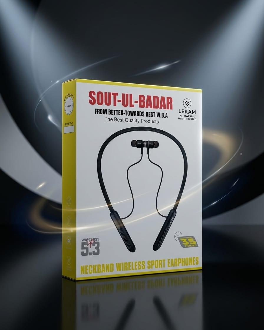 Sout-Ul-Badar SB-62 Lekam Wireless Sport Earphones with 35-Hour Playtime