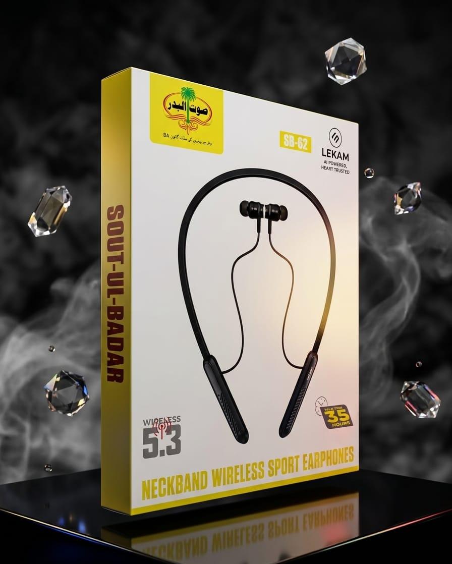 Sout-Ul-Badar SB-62 Lekam Wireless Sport Earphones with 35-Hour Playtime
