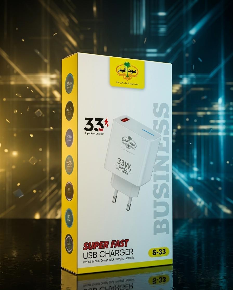 Sout-Ul-Badar S-33 33W Super Fast USB Charger – Turbo Quick Charging for Android & iOS Devices