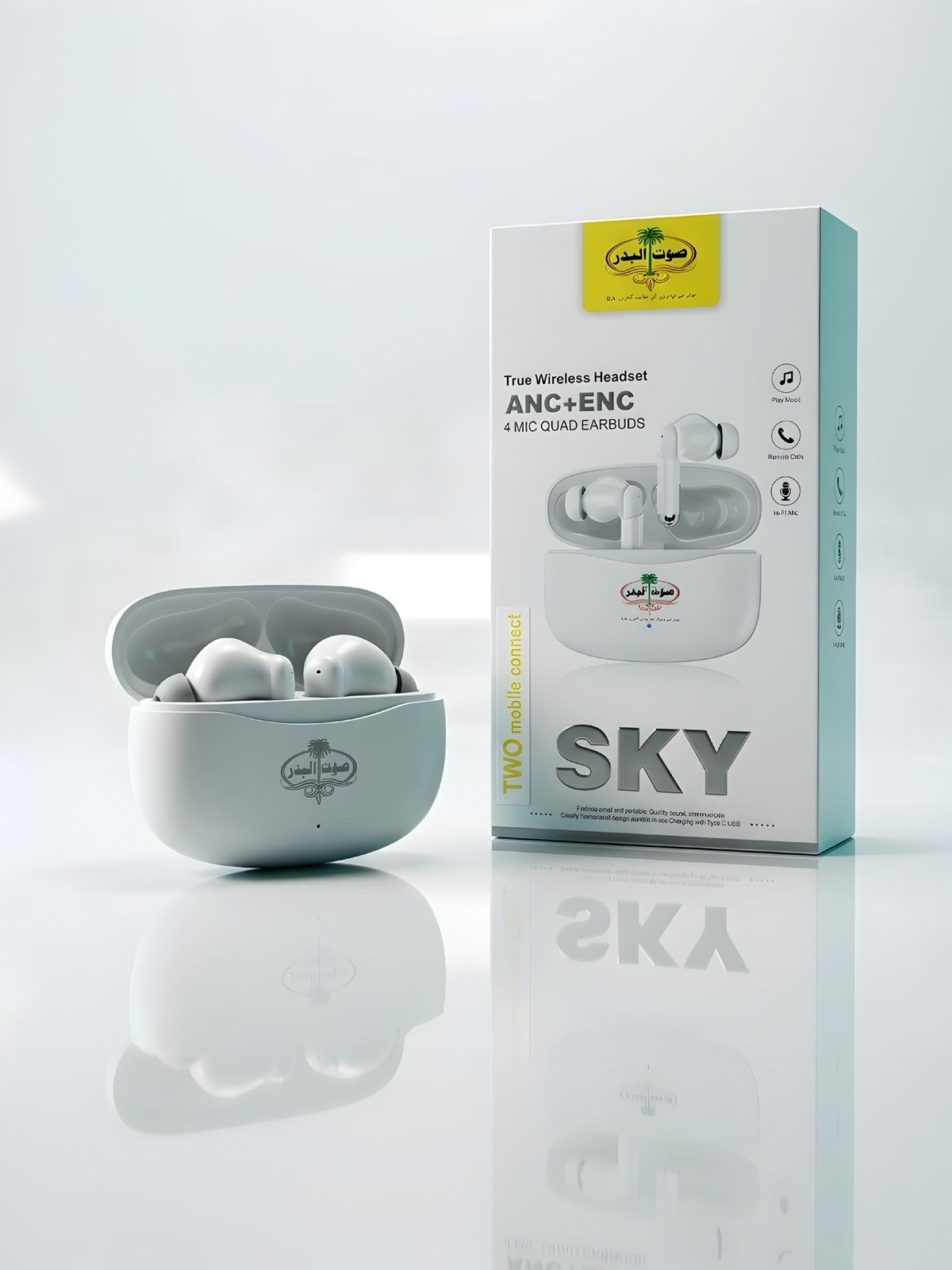 SOUT-UL-BADAR SKY True Wireless Headset | ANC + ENC Noise Cancelling 4 Mic Quad Earbuds with Dual Mobile Connect
